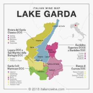 Wine regions of Lake Garda map