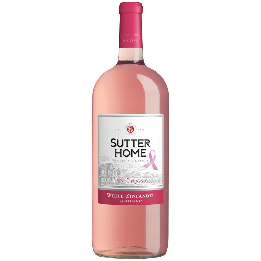 bottle of sutter home white zinfandel