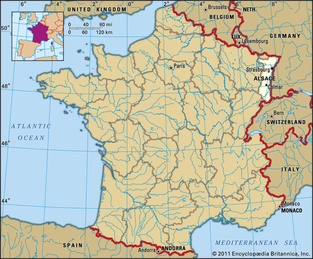 map showing where Alsace is located