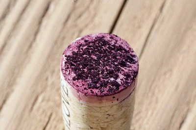 tartaric crystals on a red wine cork