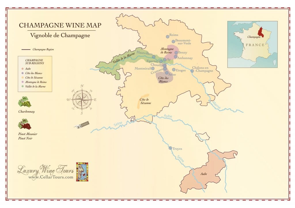 map of Champagne region