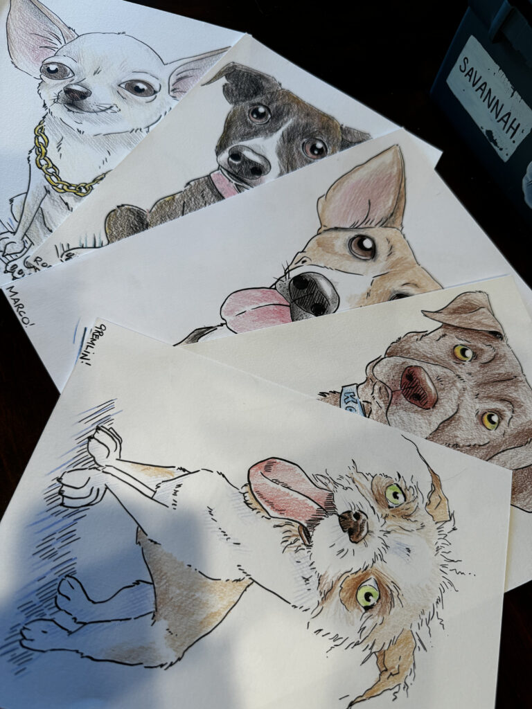 Caricature of dogs