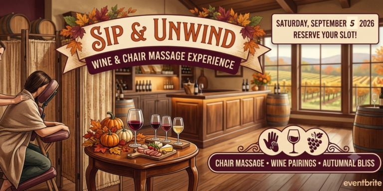 flyer for a massage session in the tasting room