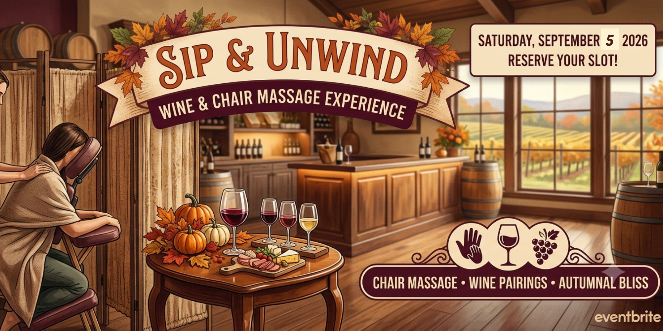 flyer for a massage session in the tasting room