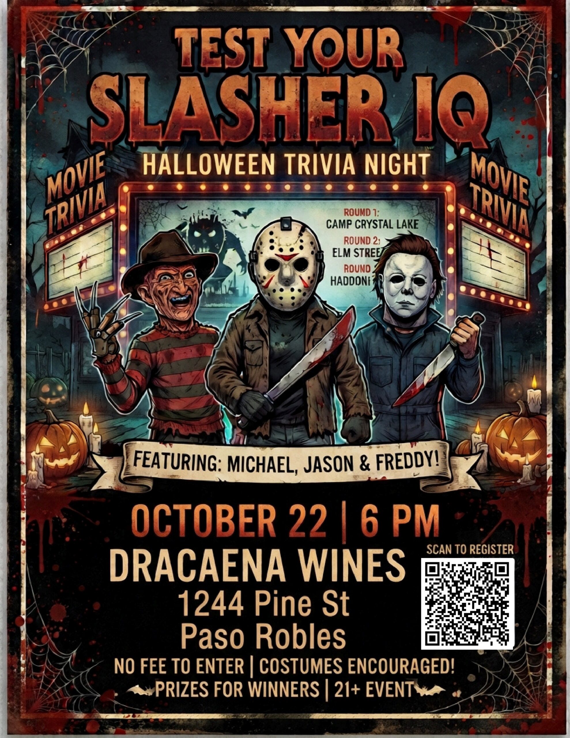 slasher trivia flyer